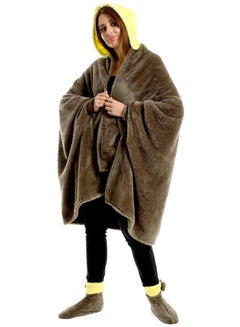 snooze Wearable Blanket Set 3 Pieces Combination Dark/Yellow 130x110cm  - Image 5