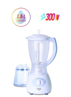 KHIND Blender with 1.5L Capacity Jar and 0.6L Mill 1.5 L 300 W BL1515 White 
