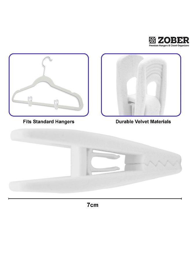 ZOBER Velvet Hanger Clips Cloth Pegs Finger Flocked Clips Best With Thin Velvet Hangers Strong And Durable 20 Pack White Natural Wood Natural Wood - Image 3