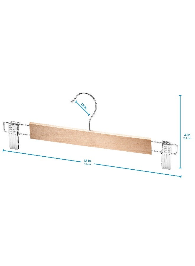 ZOBER - Zober High-Grade Wooden Pants Hangers With Metal Clips Grip Clip Pants Hanger, Smooth Finish Solid Wood Jeans/Skirt Hanger, 360° Swivel Hook - Clip Hanger For Pant, Skirts, Slacks - 20 Pack, Natural Natural - Image 1