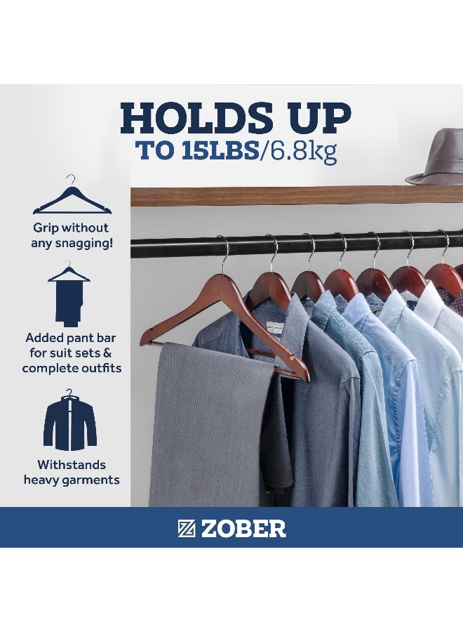 ZOBER Wooden Hangers 20 Pack - Non Slip Wood Clothes Hanger For Suits Pants Jackets W Bar And Cut Notches - Heavy Duty Clothing Hanger Set - Coat Hangers For Closet - Vintage Grey 34.9cm Grey 34.9cm  - Image 5