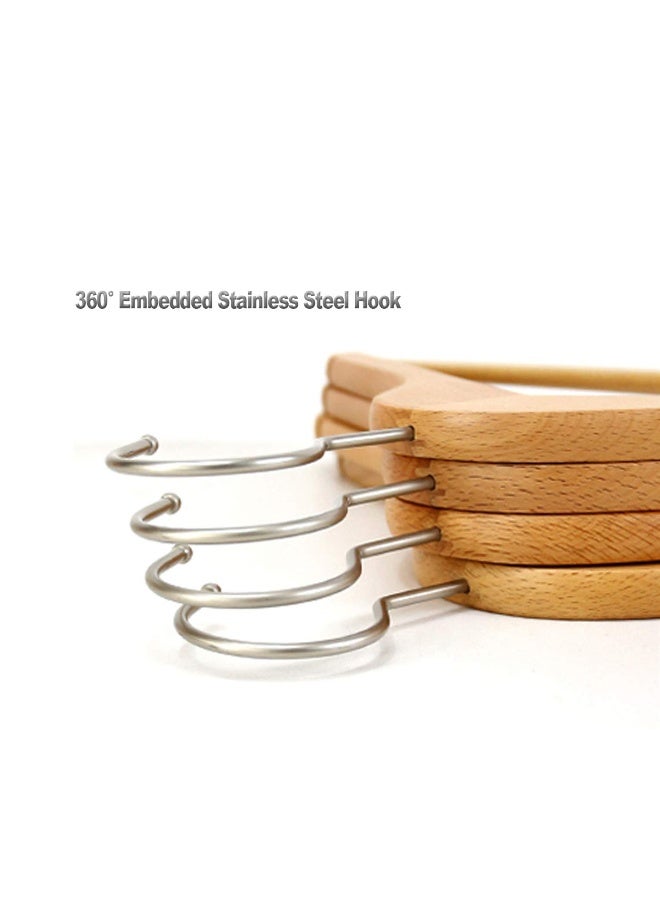 OOTORI - Solid Wood Coat Hangers Non-Slip Cloth Hangers With Notches And 360 Swivel Hook 16 Pack Natural Wood 44.5cm - Image 1