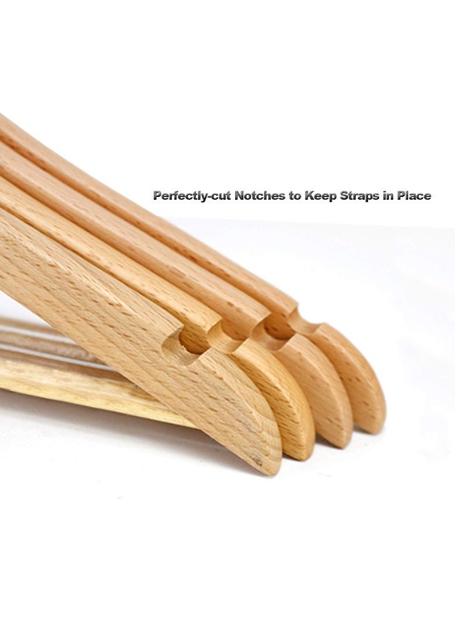 OOTORI - Solid Wood Coat Hangers Non-Slip Cloth Hangers With Notches And 360 Swivel Hook 16 Pack Natural Wood 44.5cm - Image 1