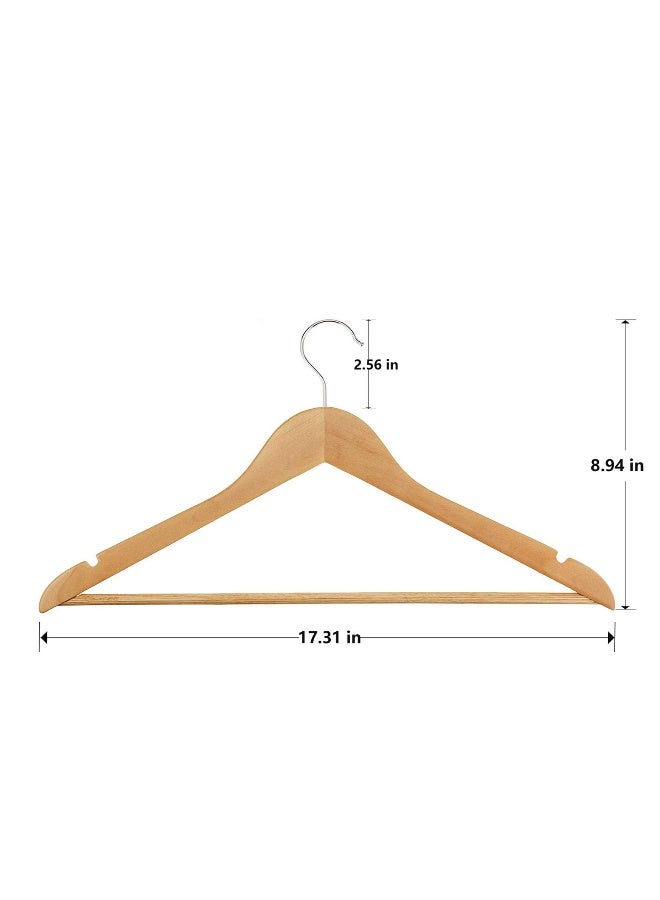 OOTORI - Solid Wood Coat Hangers Non-Slip Cloth Hangers With Notches And 360 Swivel Hook 16 Pack Natural Wood 44.5cm - Image 1