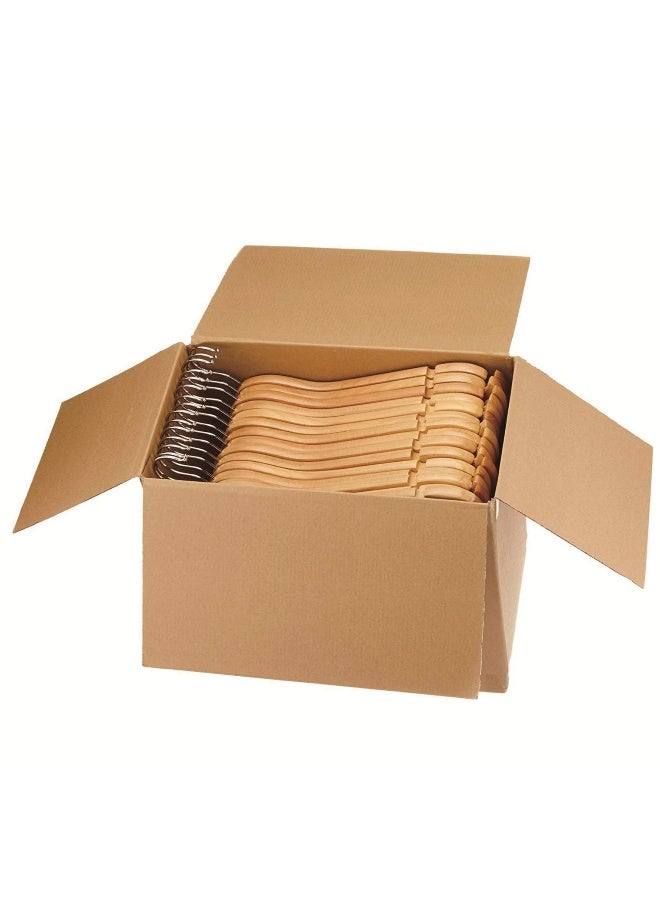 OOTORI - Solid Wood Coat Hangers Non-Slip Cloth Hangers With Notches And 360 Swivel Hook 16 Pack Natural Wood 44.5cm - Image 1