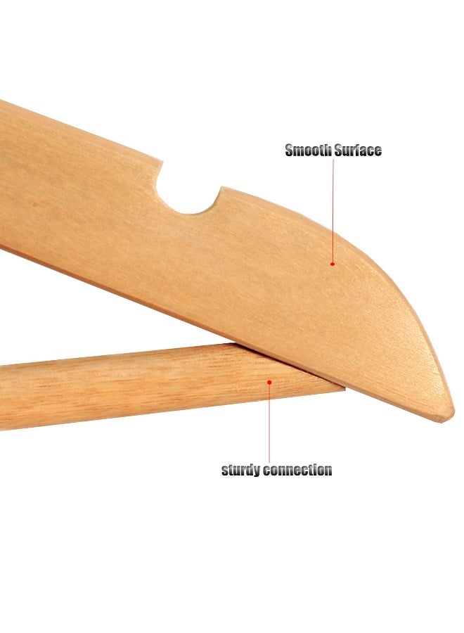 OOTORI - Solid Wood Coat Hangers Non-Slip Cloth Hangers With Notches And 360 Swivel Hook 16 Pack Natural Wood 44.5cm - Image 1