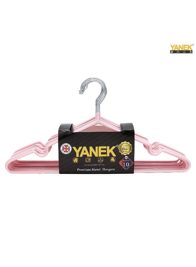 YANEK Metal Hangers For Shirt Coat Trousers Strong Anti Slip And Space Saving Rubber Coated 40 Cm Pink Gold 40cm  - Image 4