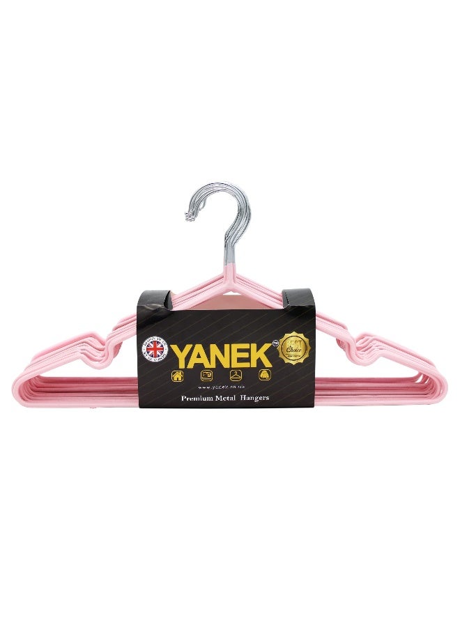 YANEK Metal Hangers For Shirt Coat Trousers Strong Anti Slip And Space Saving Rubber Coated 40 Cm Pink 30 Blue 40cm  - Image 2