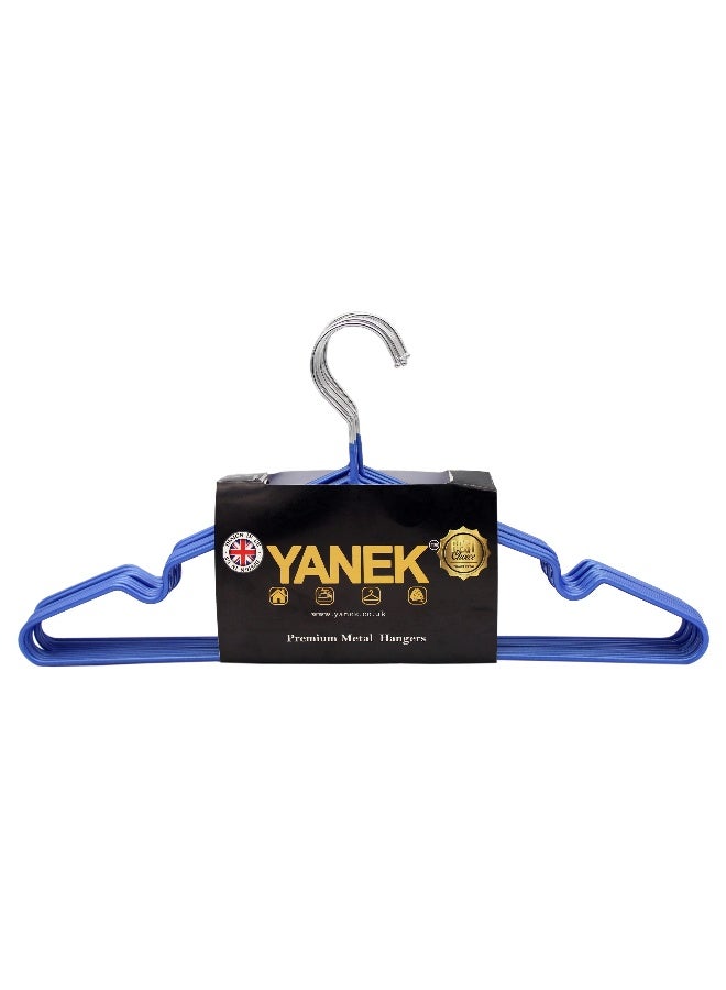 YANEK - Metal Hangers For Shirt Coat Trousers Strong Anti Slip And Space Saving Rubber Coated 40 Cm Blue 100 White 40cm - Image 1