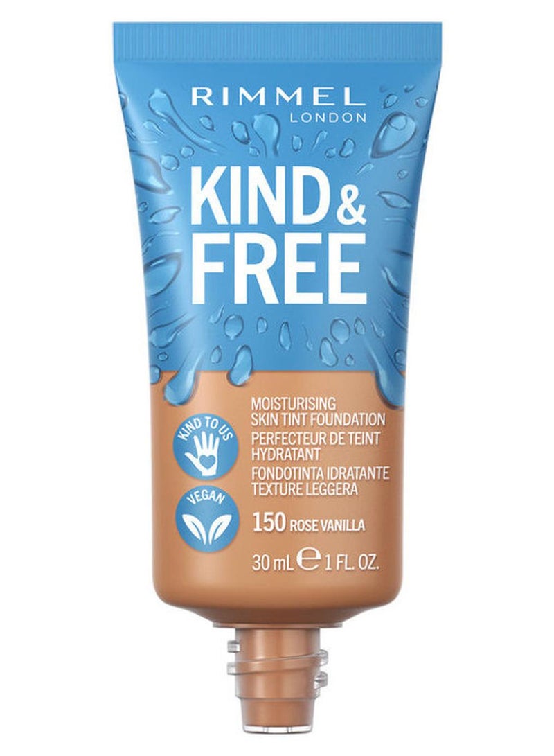 RIMMEL LONDON Kind & Free Moisturising Skin Tint Foundation – 150 –Rose Vanilla - Image 1