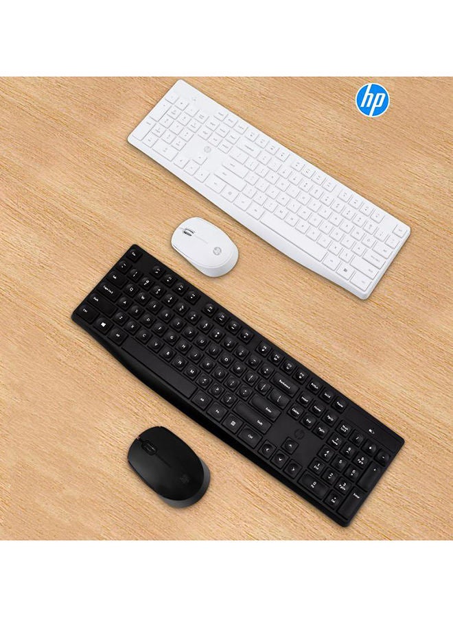 CS10 White Wireless Keyboard and Mouse Combo, 2.4 GHz Wireless Connection, Professional Optical Sensor, Optimized Keys White