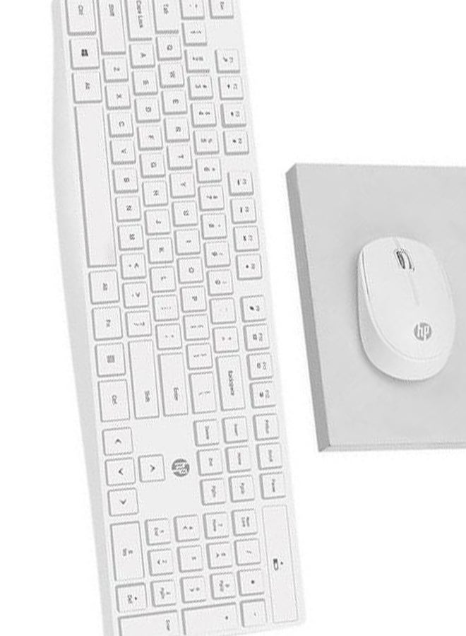 CS10 White Wireless Keyboard and Mouse Combo, 2.4 GHz Wireless Connection, Professional Optical Sensor, Optimized Keys White