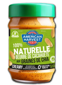American Harvest Natural Peanut Butter Creamy With Chia Seeds 510grams  - Image 1