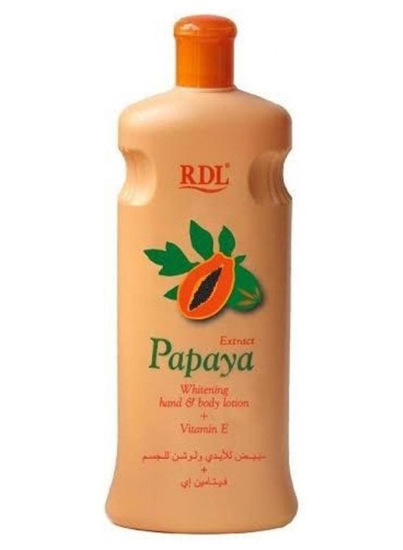 RDL Papaya Extract Whitening Hand And Body Lotion With Vitamin E White 600ml - Image 1