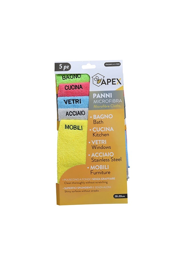 APEX - 5-Piece Microfibre Cloths Set Multicolour 38x30cm - Image 1