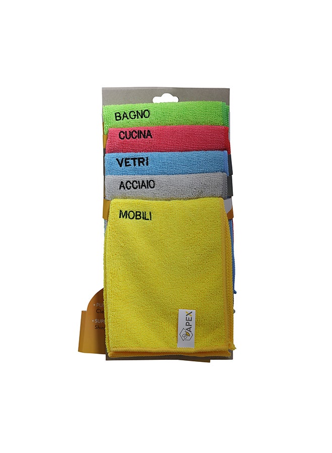 APEX - 5-Piece Microfibre Cloths Set Multicolour 38x30cm - Image 1
