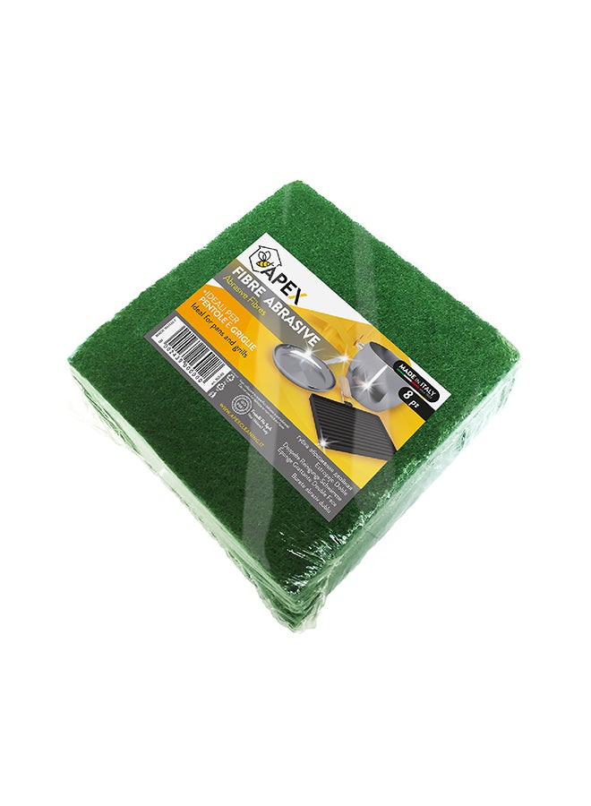 APEX - Maxi Abrasive Fibre Sponges - High Quality, Durable, Heavy-duty Scrub, Efficient and Easy to Use 8 Pcs Green 15x5x0.75cm - Image 1