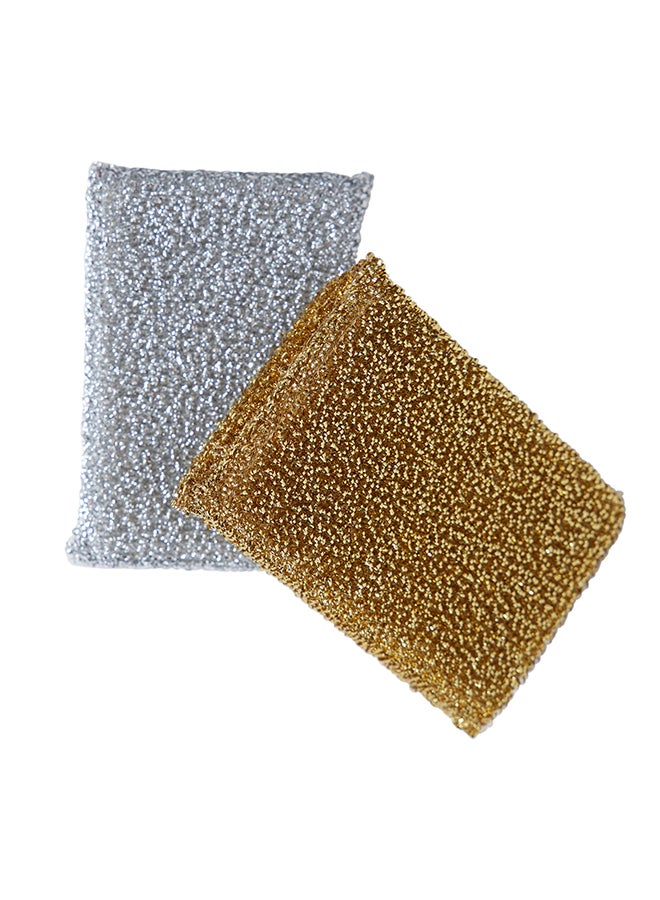 APEX Anti-Scratch Sponges High Quality Hard Wearing Efficient For Delicate Surfaces 2 Piece Silver/Gold  - Image 1