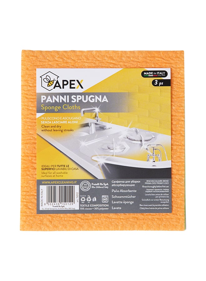 APEX - Sponge cloths - Synthetic Sponge-Cloths, Super Absorbent and Durable 3 Pcs Assorted 17x16cm - Image 1