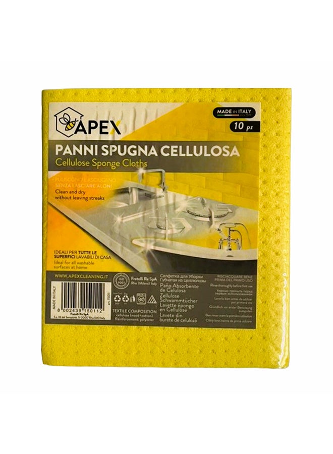 APEX Cellulose Sponge Cloths Super Absorbent Streak Free And Durable 10 Piece Muticolour  - Image 4