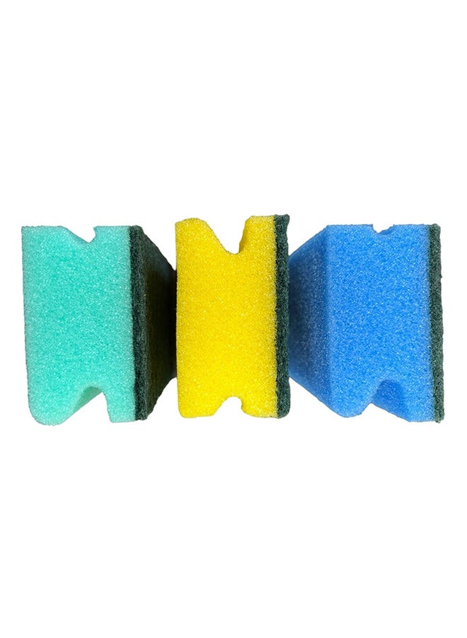 APEX Finger-Safe Sponges - Super Absorbent, Heavy Duty, High Quality, Comfortable Grip and Durable 3 Pcs Multicolour 9x7x4cm  - Image 1