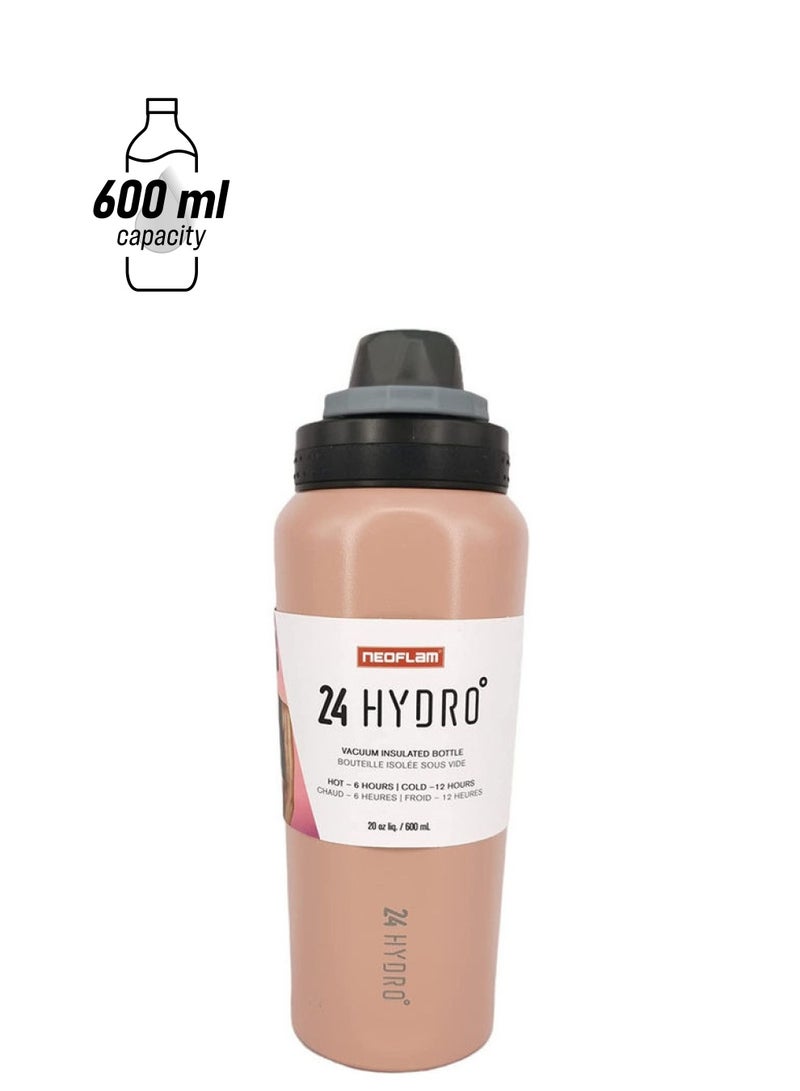 Neoflam Double Wall Stainless Steel Hydro Sports Bottle Pink/Black/Grey 8.4x8.4x23.4cm - Image 1