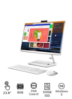 IdeaCentre AIO 3 24ITL6 Laptop With 23.8-Inch Touch Screen Full HD Display, Core i3 Processor/8GB RAM/512GB SSD/Windows 11/Integrated Graphic Card English/Arabic White