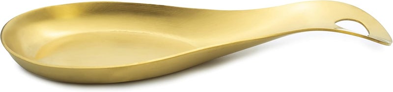 Cuisine Art Stainless Steel Spoon Rest Kitchen Tableware Spatula Holder Soup Utensil Cutlery Stand Matt Gold Matt Gold 21cm - Image 1