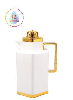 Portable Leak-Resistant Double Wall Vacuum Flask White 1Liters