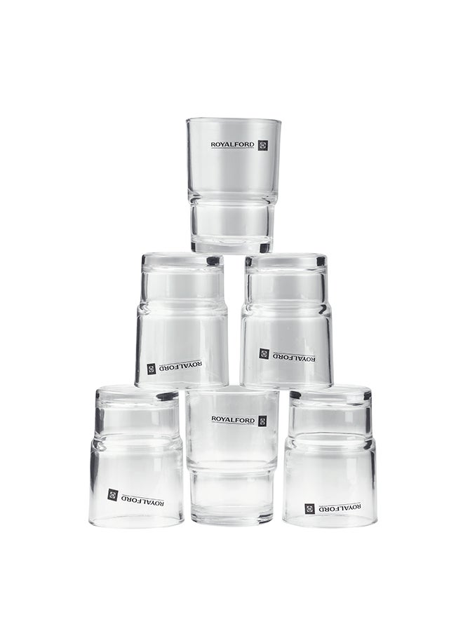Royalford 226 Ml 6 Pieces Glass Tumbler Set, Premium Quality Glassware, Lead Free Glass, Sturdy And Creative Design, Crystal Clear Construction, Dishwasher Safe, 23 X 13 X 9.8 Cm Clear 226ml  - Image 4
