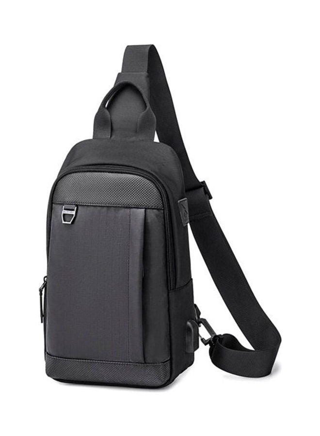 Golden Wolf Crossbody Chest One Shoulder Waterproof Backpack Bag With Usb Black - Image 1