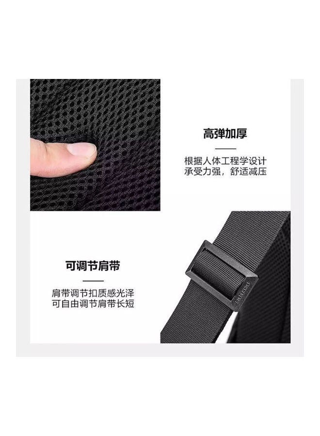 Golden Wolf Crossbody Chest One Shoulder Waterproof Backpack Bag With Usb Black - Image 2