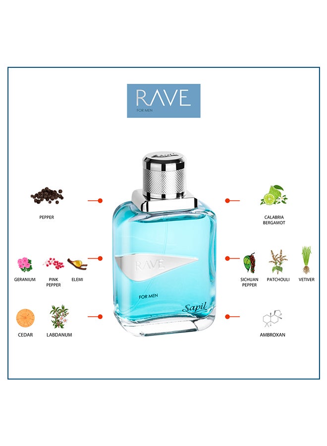 sapil Rave For Men Eau De Toilette 100ml - Image 3