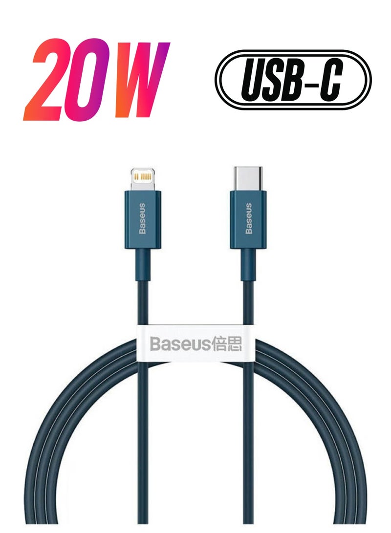 Baseus Superior Series Fast Charging Data Cable Type-C To Ip Pd 20W 1M Blue - Image 1