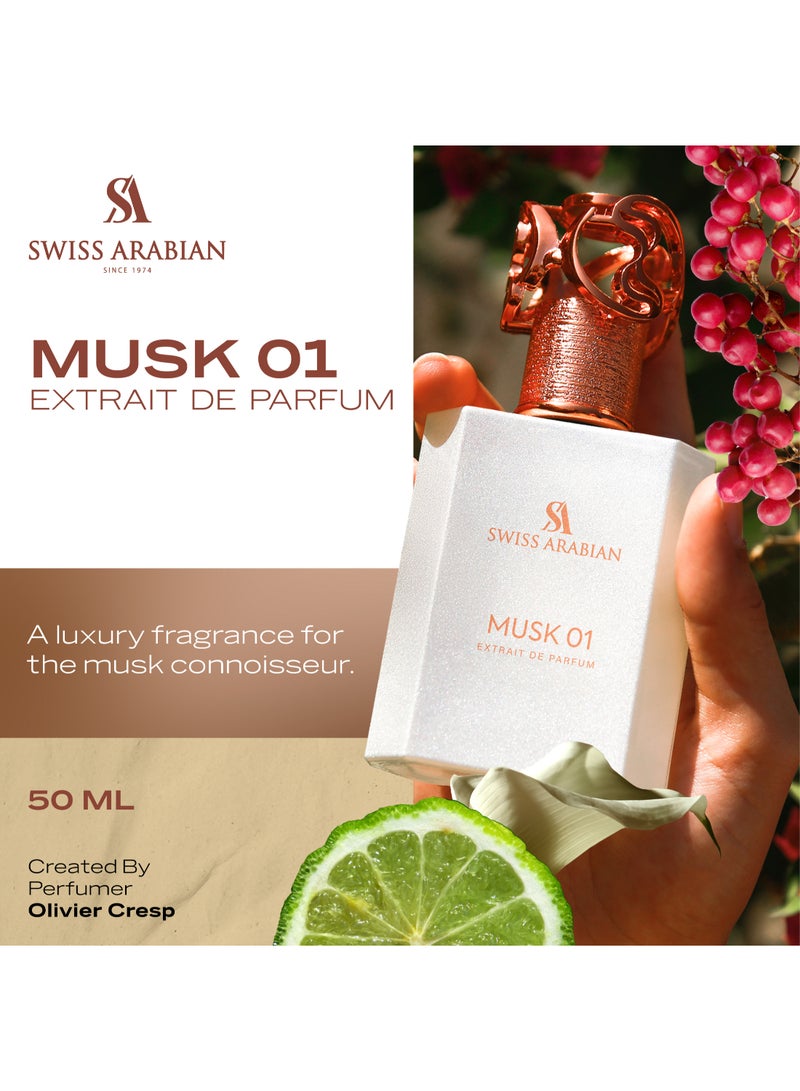SWISS ARABIAN Musk 01 Extrait De Parfum Premium Quality Perfume, Unisex Fragrance, Floral, Musky, Luxurious Blend Perfume For Women And Men 50.0ml - Image 2