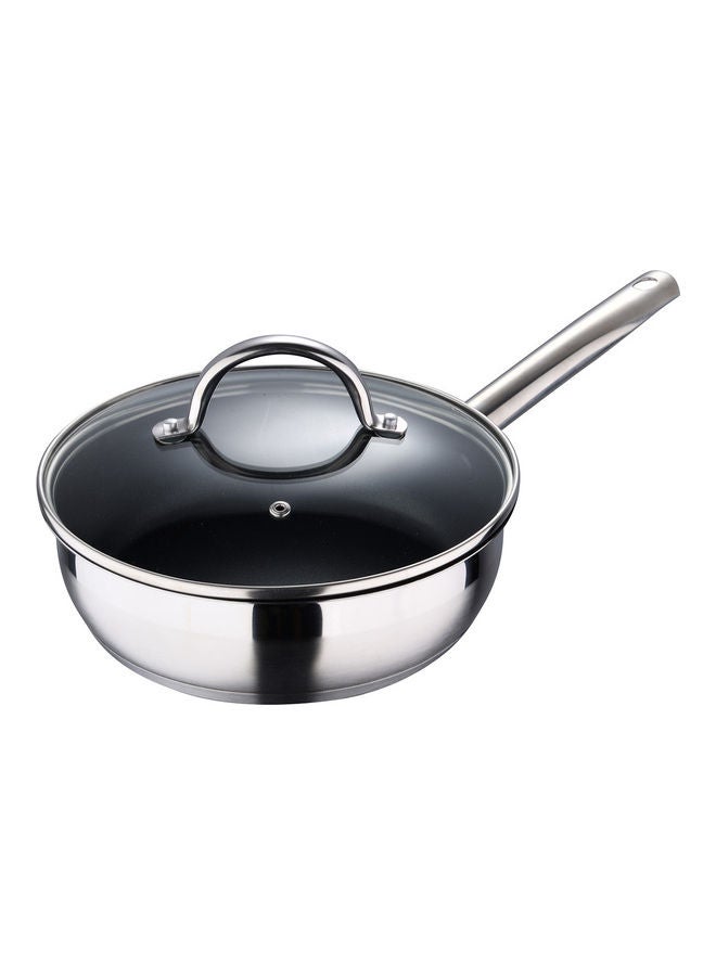 BERGNER Gourmet Non-Stick Induction Bottom Fry Pan With Lid Brushed Metal 22cm - Image 1