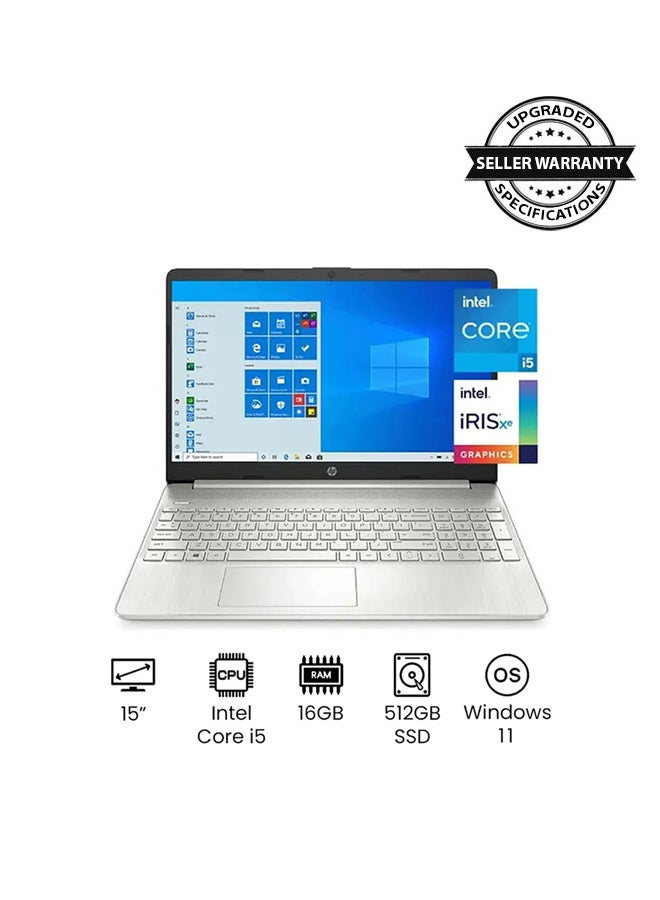 15-dy2095wm (Upgraded Version) Laptop With 15.6-Inch FHD Display, 11th Gen Core i5-1135G7 Processor/16GB RAM/512GB SSD/Intel Iris Xe Graphics/Windows 11 English/Arabic Silver - pnsku/N52253115A/45/_/1741618074/9659a311-55ec-4c63-8c5f-d2c0b45d7604