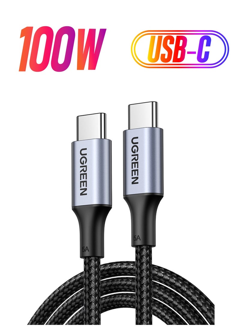 يو جرين - سلك USB C سريع بتصميم مُضفّر بقدرة 100 وات بتقنية PD وبمنفذ USB C إلى USB C متوافق مع جهاز آي باد ميني 6 وماك بوك، وجهاز ماك بوك آير وجهاز آي باد برو مقاس 12.9 بوصة ايفون 15 برو ماكس وهاتف سامسونج S22 S23 التار وهاتف هواوي P60 أسود - Image 1
