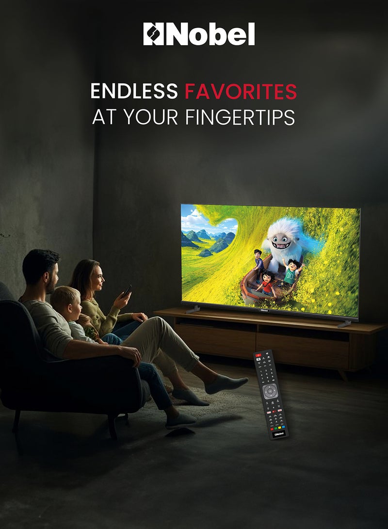 نوبل تلفزيون LED ذكي مقاس 43 بوصة بدقة كاملة الوضوح من دون حواف ويعمل بنظام أندرويد ومزود بجهاز استقبال Dvbt2 NTV43FHD أسود - Image 2