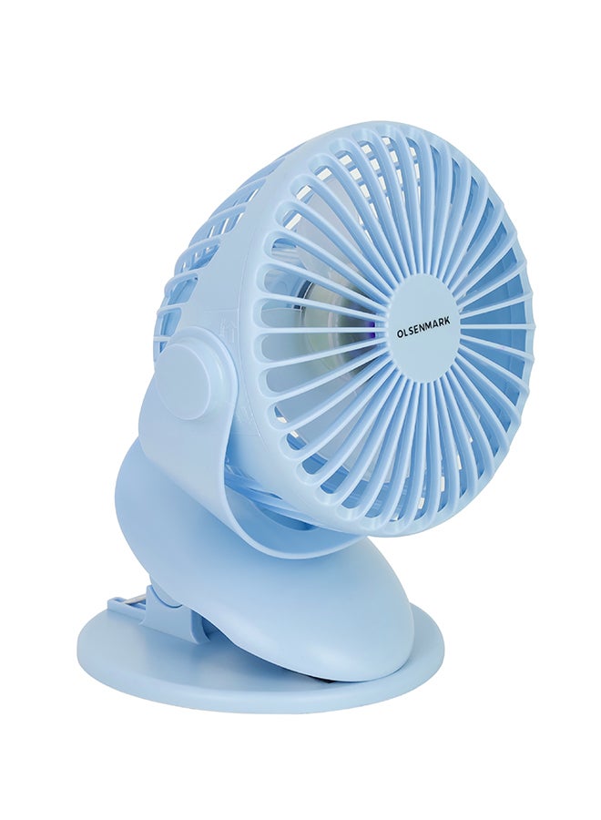Olsenmark 6" Rechargeable Fan High Performance Fan with Working Time up to 6 Hours, 3-Speed Controls and 3 Leaf Blades OMF1790 Blue - Image 2
