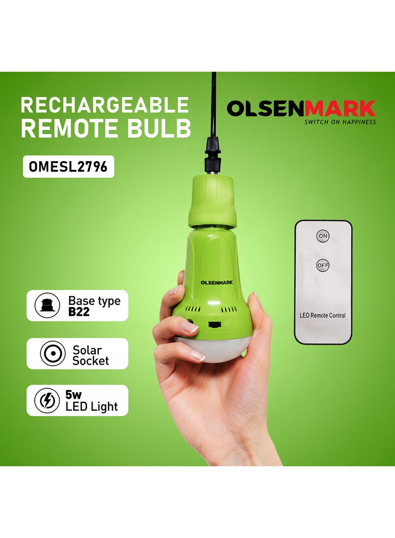 Olsenmark Rechargeable LED Bulb with Remote | Portable 5W LED Light with B22 Base | 2400mAh Battery, 4-Hour Runtime | Ideal for Power Cuts, Travel, Camping & Home Use Pista - Image 4
