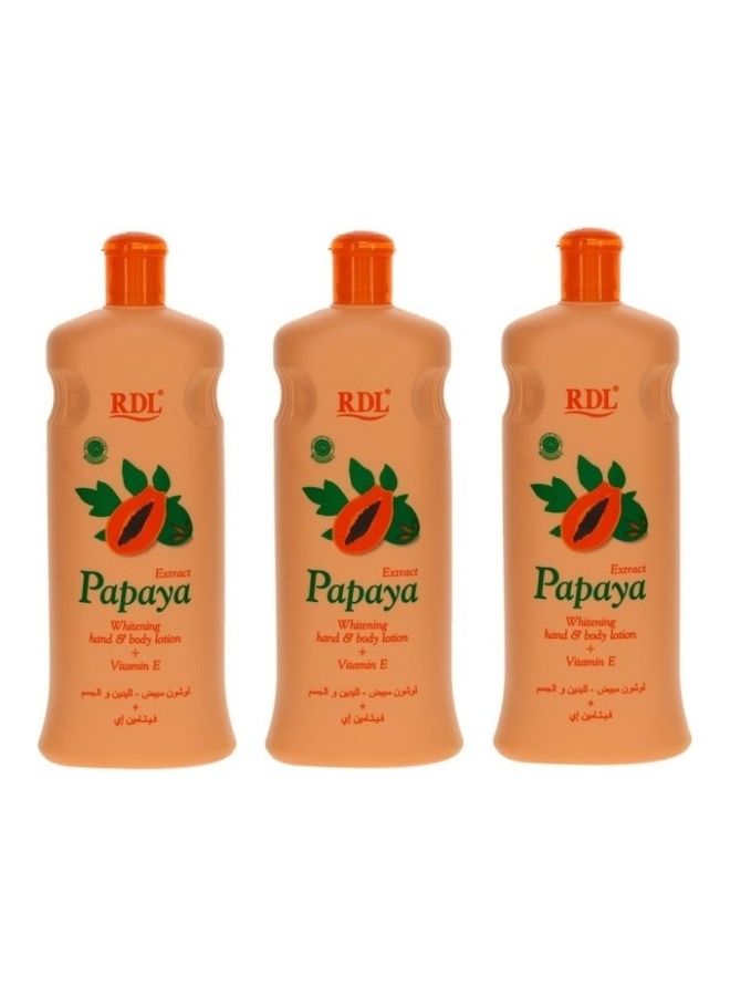 RDL Pack Of 3 Papaya Extract Whitening Hand And Body Lotion 600ml - Image 1