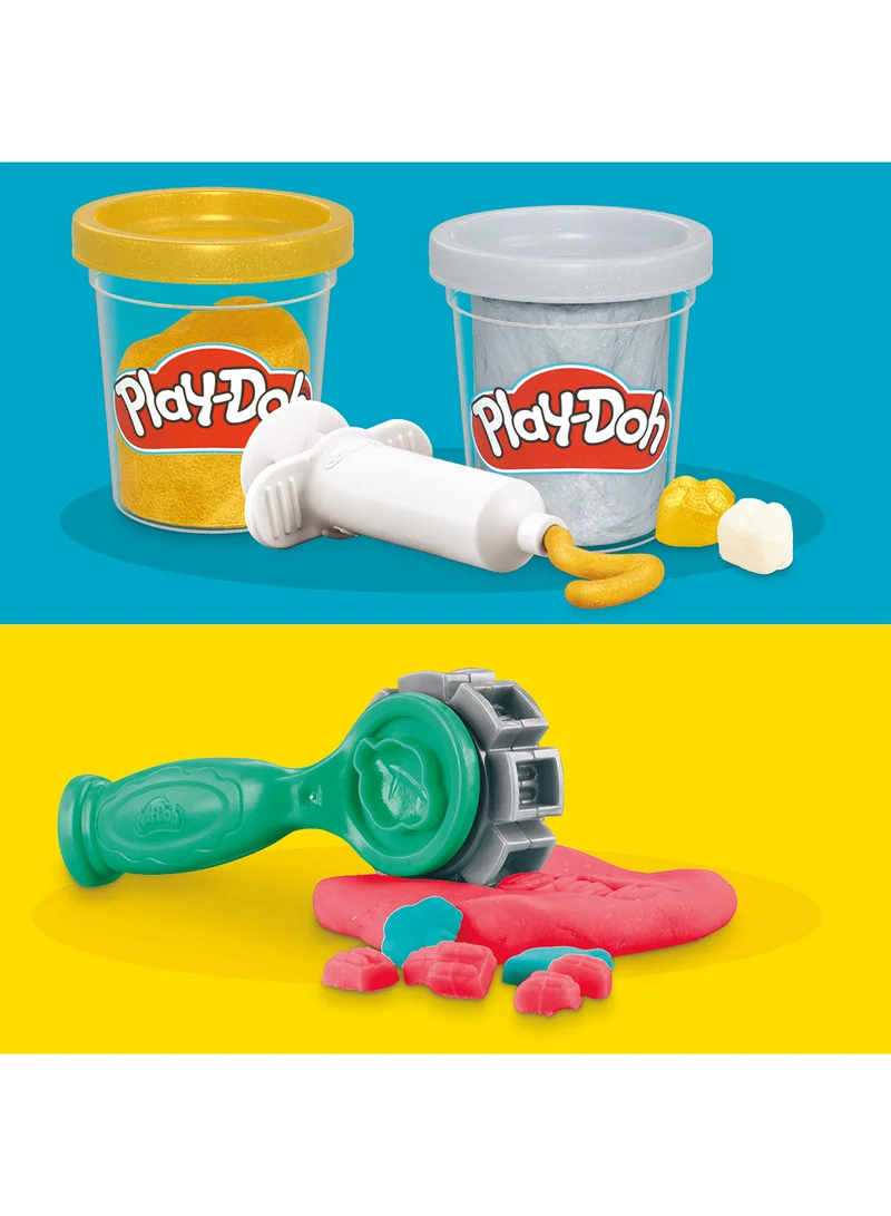 HASBRO - GAMING Doctor Drill 'n Fill Dentist Playset - Pretend Dental Tools, Create Teeth, Braces, and Fill Cavities, Includes 6 Play-DohMetallic Colored Modeling Compound Colors, 2 Ounces Each, Ages 3+