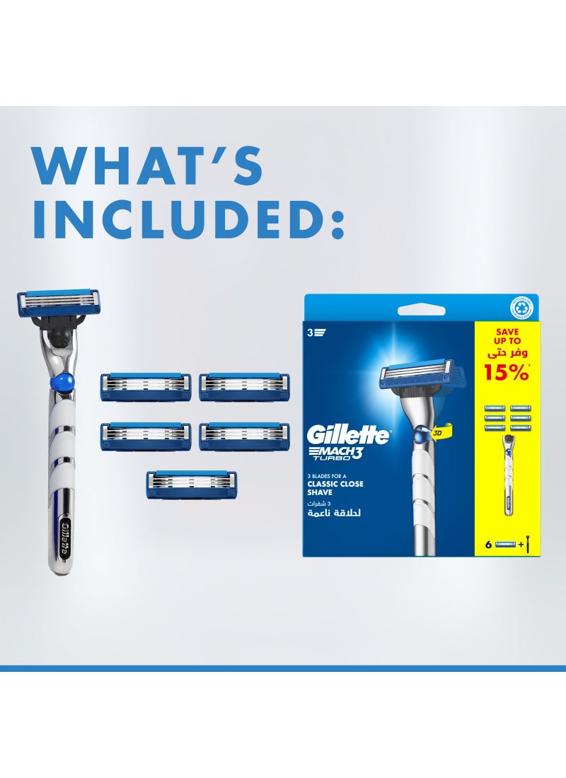 مقبض ماكينة الحلاقة الكروي Mach3 Turbo 3D مع 6 شفرات - Image 2