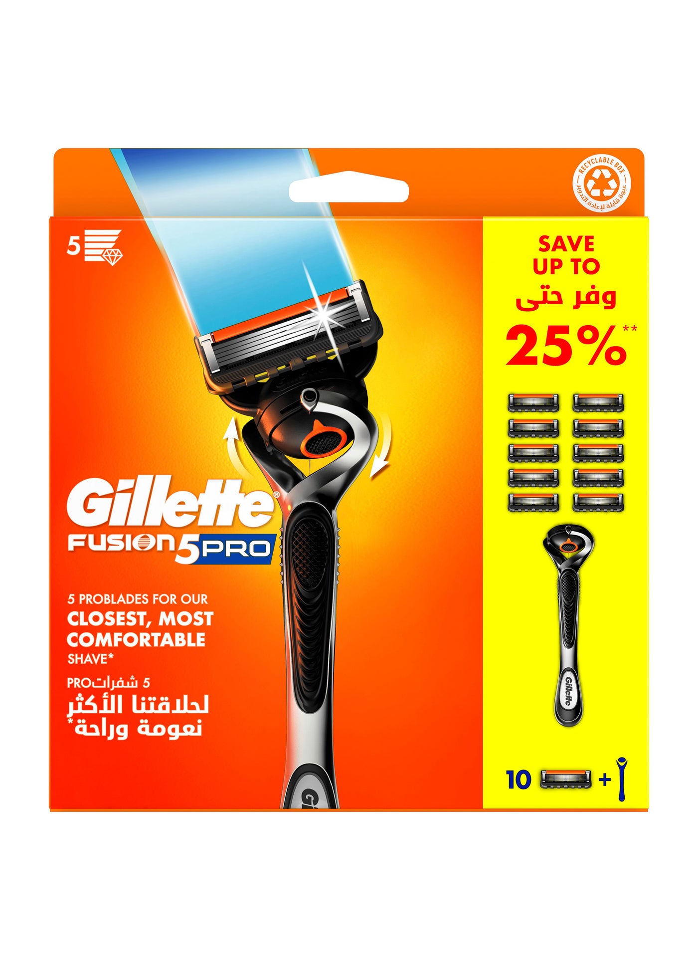 Gillette Pro Glide Handle With 10 Blades