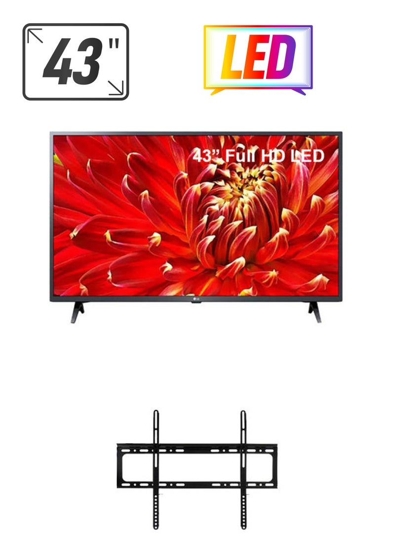 LG - 43-Inch Full HD LED Smart Tv With Flat Panel Wall Mount Bracket 20x26 cm 43LM6300PVB /bundle/Gift Black - Image 1