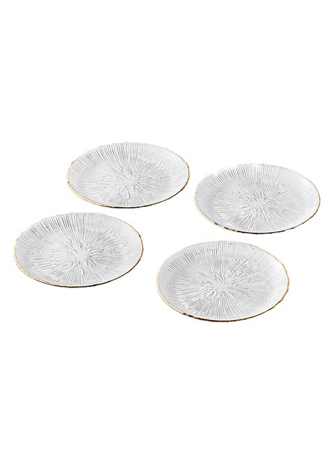 4-Piece Glass Plate Set Round Clear 15.5cm