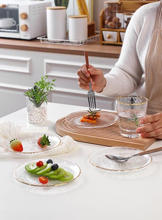 4-Piece Glass Plate Set Round Clear 15.5cm - view 5