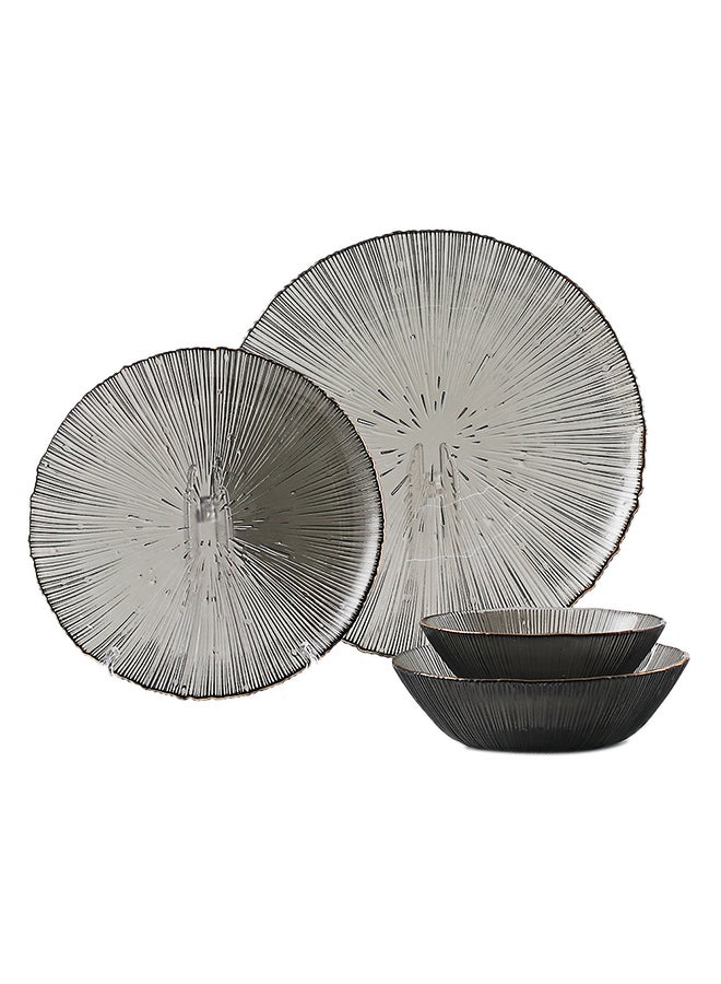 Shuer 4-Piece Glass Tableware Set Grey 26.5x26.5x2cm - Image 1