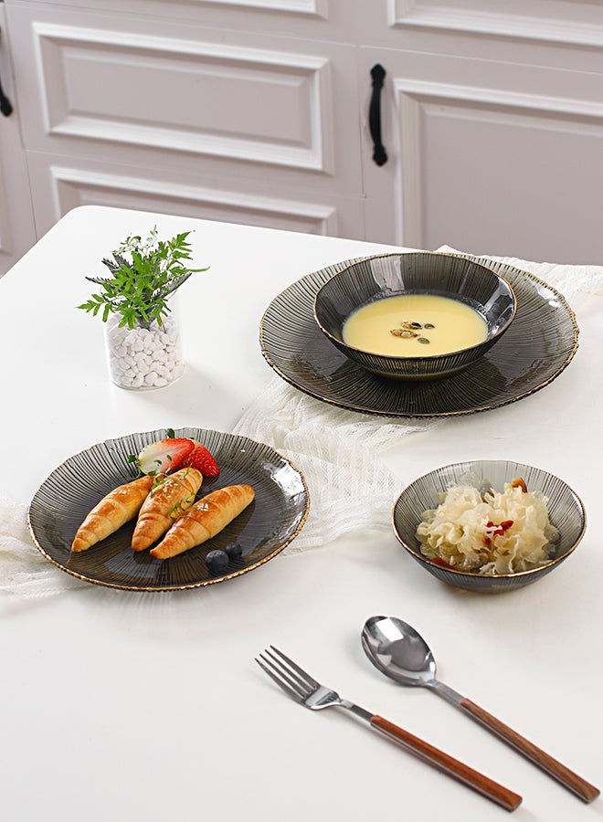 Shuer 4-Piece Glass Tableware Set Grey 26.5x26.5x2cm - Image 4